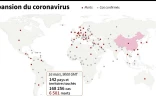 Pays et territoires comptant des cas confirmés de nouveau coronavirus, au 16 mars à 9h GMT
