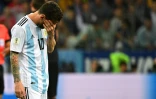 La déception de l'attaquant vedette de l'équipe d'Argentine Lionel Messi lors du match contre la Croatie au Mondial, le 21 juin 2018 à Nijni Novgorod 