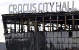 Le Crocus City Hall incendié, après un attentat, le 26 mars 2024 à Krasnogorsk, dans la banlieue de Moscou