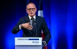 Le président du parti Horizons et candidat à la présidentielle, Edouard Philippe, s'adresse aux cadres de son parti à Reims 