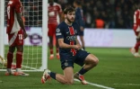 Khvicha Kvaratskhelia, buteur pour le PSG face à Brest, en barrage retour de la Ligue des champions, le 19 février 2025 au Parc des Princes