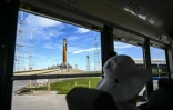 La fusée SLS de la Nasa sur l'aire de lancement 39B du centre spatial Kennedy, le 25 août 2022