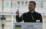 Le président ukrainien Volodymyr Zelensky lors d'une conférence de presse à Kiev, le 25 août 2025