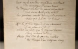 Manuscrit du poème "La Rivière de Cassis" du poète Arthur Rimbaud, écrit en 1872, exposé à Paris, le 4 février 2017 à Paris, avant sa mise aux enchères chez Sotheby's