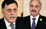 Montage photos des deux rivaux libyens, le chef du GNA Fayez al-Sarraj (g) et le maréchal Khalifa Haftar