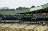 Une banderole déployée au stade de La Beaujoire pour le match Nantes-Toulouse à huis clos, le 1er décembre 2019: symbole du mal du foootball français