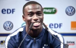 Le défenseur des Bleus Ferland Mendy en conférence de presse à Clairefontaine-en-Yvelines le 18 novembre 2018