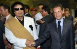 Nicolas Sarkozy et Mouammar Khadafi lors d'une visite du chef de l'Etat français à Tripoli, le 25 juillet 2007