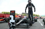 Le Britannique Lewis Hamilton vainqueur du GP d'Espagne, à Montmelo, le 16 août 2020