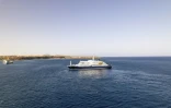 Le navire de croisière MV Hondius, près du port de Praia (Cap-Vert), le 3 mai 2026