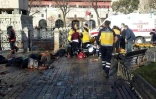 Les secours se pressent autour des victimes d'une violente explosion le 12 janvier 2016 Ă Istanbul