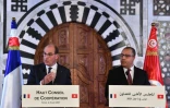 Le Premier ministre Jean Castex (g) et son homologue tunisien Hichem Mechichi (d) lors d'une conférence de presse, le 3 juin 2021 à Tunis