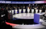 Les candidats à l'élection présidentielle lors du grand débat sur BFM-TV et CNews, le 4 avril 2017 