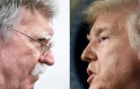 (ARCHIVE) L'ancien conseiller à la sécurité nationale John Bolton (G) le 28 juin, 2019, à Osaka, et le président Donald Trump le 19 décembre, 2019 à Washington