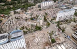 Vue aérienne de bâtiments détruits à Caraballeda, dans l'Etat de La Guaira, le 6 juillet 2026 au Venezuela
