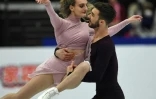 Gabriella Papadakis et Guillaume Cizeron lors du programme libre de la danse sur glace aux Mondiaux de patinage artistique, le 23 mars 2019 Ă Saitama