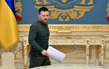 Le président ukrainien Volodymyr Zelensky dans ses bureaux à Kiev, le 20 février 2025