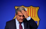 Le président du FC Barcelone Joan Laporta lors d'un point presse au Camp Nou, le 6 août 2021