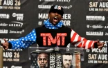 Floyd Mayweather sans retenue en conférence de presse à Los Angeles, le 11 juillet 2017