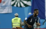 Le défenseur Samuel Umtiti buteur lors de la victoire de la France 1-0 face à la Belgique en demi-finale du Mondial le 10 juillet 2018