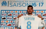 La recrue de l'OM Morgan Sanson lors de sa présentation, le 18 janvier 2017 à Marseille