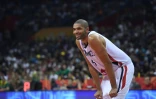 Le Français Nicolas Batum lors de la qualification en quarts de finale du Mondial de basket à Nanjing le 7 septembre 2019