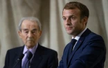 Robert Badinter et Emmanuel Macron le 9 octobre 2021 au Panthéon à Paris pour le 40e anniversaire de l'abolition de la peine de mort