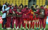 Les joueuses de l'Espagne après la fin du match du Groupe C de la Coupe du monde féminine entre le Japon et l'Espagne au Wellington Stadium, le 31 juillet 2023.