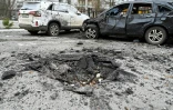 Dans une rue de Kharkiv (Ukraine) le 5 avril 2022 après un récent bombardement russe