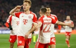 Le milieu du Bayern Joshua Kimmich (g) buteur contre Arsenal, le 17 avril 2024 Ă Munich