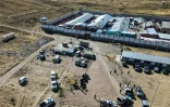 Vue aérienne de la prison de haute sécurité de San Pedro de Chonchocoro, dans la banlieue d'El Alto, le 29 juin 2024