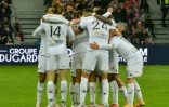 La joie des Angevins, après avoir égalisé (1-1) face à Lille, lors de la 13e journée de Ligue 1, le 6 novembre 2021 au Stade Pierre-Mauroy