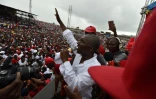 Le candidat à la présidentielle Alexander Cummings lors d'un meeting de campagne, le 7 octobre 2017 à Monrovia, au Liberia