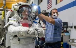 Photo fournie par la Nasa le 27 juillet 2020, mais datant du 19 juin 2020, de l'astronaute Thomas Pesquet lors d'un entrainement au centre spatial de Houston