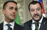 Le dirigeant du Mouvement Cinq Etoiles (MS5) Luigi Di Maio (g), le 7 mai 2018, et celui de la Ligue, Matteo Salvini, le 12 avril 2018