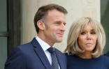 Le président Emmanuel Macron et son épouse Brigitte au palais de l'Elysée le 8 octobre 2025 à Paris
