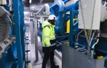 Philippe Bordarier, directeur général de l'exploitant nucléaire Teollisuuden Voima Oyj (TVO), à la centrale nucléaire d'Olkiluoto 3, à Eurajoki en Finlande, le 18 mai 2026