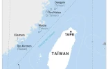 Carte de Taïwan et de la Chine montrant notamment la ligne médiane du détroit de Taïwan, démarcation non officielle entre la Chine et Taïwan que Pékin ne reconnaît pas
