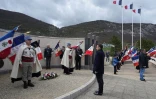 Le président Emmanuel Macron rend hommage le 16 avril 2024 au maquis du Vercors, à la nécropole de la résistance de Vassieux-en-Vercors, dans la Drôme