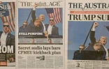 Les journaux australiens, à Melbourne le 15 juillet 2024, deux jours après la tentative d'assassinat contre l'ancien président Donald Trump