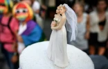 Un gâteau de mariage lors de la gay pride de Zurich, le 4 septembre 2021 en Suisse