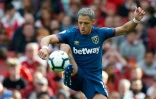 L'attaquant mexicain Javier Hernandez avec West Ham United, lors du derby londonien contre Arsenal, le 25 août 2018 à l'Emirates Stadium