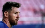 L'attaquant du FC Barcelone Lionel Messi, le 14 août 2020 au cours du quart de finale de Ligue des champions contre le Bayern à Lisbonne