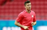 L'attaquant de la Pologne Robert Lewandowski lors d'une séance d'entraînement à Kazan, le 23 juin 2018