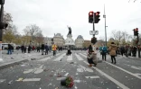 La Place de la République après les affrontements entre police et manifestants contre le réchauffement climatique, le 29 novembre 2015 à Paris