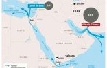 Carte du Moyen-Orient montrant les détroits d'Ormuz et de Bab el-Mandeb