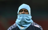 Le défenseur de Manchester City, le  Français Benjamin Mendy, avant la demi-finale aller de la Coupe de la Ligue contre Manchester United, le 6 janvier 2021 au stade d'Old Trafford