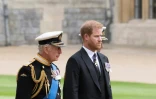 Le roi Charles III et son fils, le prince Harry, duc de Sussex, au château de Windsor, le 19 septembre 2022