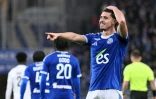 L'ataquant argentin de Strasbourg Joaquin Panichelli a inscrit un doublé contre Angers en match de Ligue 1 le 5 octobre 2025 à Strasbourg

