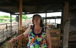 Lioubov Zlobina, la  propriétaire d'une ferme touchée par des bombardements dans le village de Mala Rogan, à 25 km au sud-est de la ville ukrainienne de Kharkiv (est) 